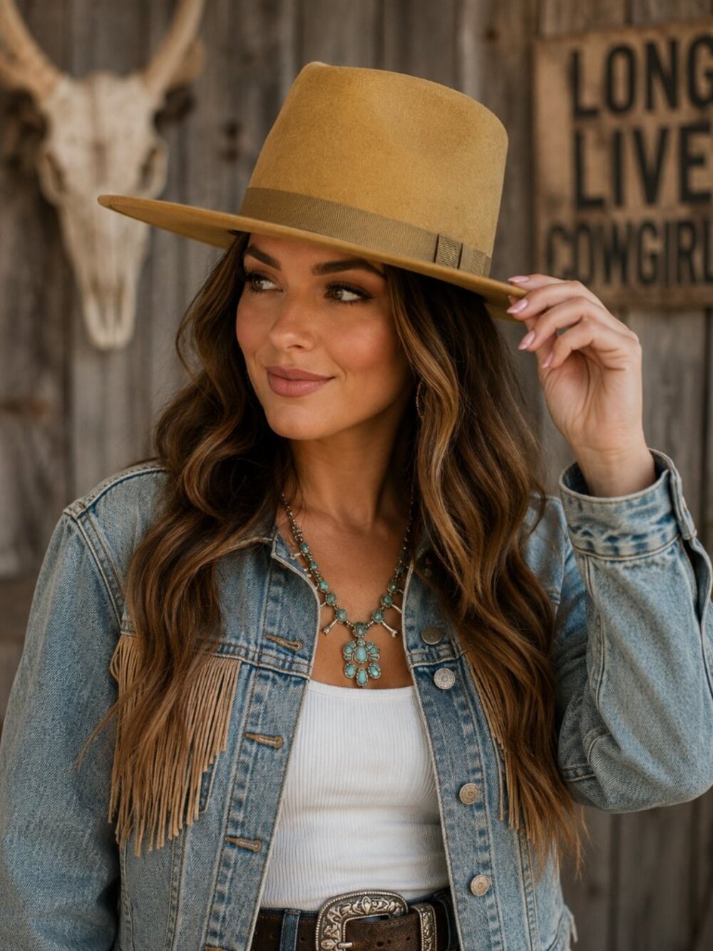 Gone Country Camel Rancher Hat Sz S 6 7/8 to 7 Wide Brim Western Unisex
